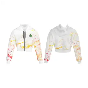 Ultimate Comfort Wholesale Breathable Custom Digital Sublimation Print 100% Polyester Crop Top Women Hoodie Available on Sale