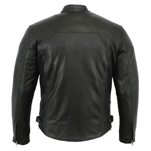 <b>Men's</b> Winter Motorcycle <b>Jacket</b> Slim Fit Stand Collar with Zipper Closure Sheep Skin Leather Windproof <b>Warm</b> Casual Biker Style - Product Image 3