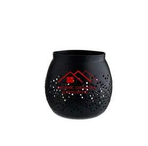 Black Color Coated Die Cutting Design Metal Candle Voitve Coffee Table Living Room Decor Candle Jar At Wholesale Price Supplier