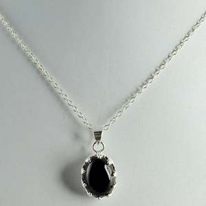 Navya Craft Handmade 925 <b>Solid</b> Sterling <b>Silver</b> Pendant Chain <b>Necklace</b> Black Onyx Diamond January Birthstone for Women Christmas - Product Image 1