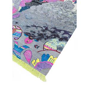 Manchaha Large Area Hand Knotted Wool & Bamboo Silk <b>Rugs</b> Grey & Black 10mm <b>Thickness</b> Novelty Pattern for Home & Hallway-Les-1461 - Product Image 2