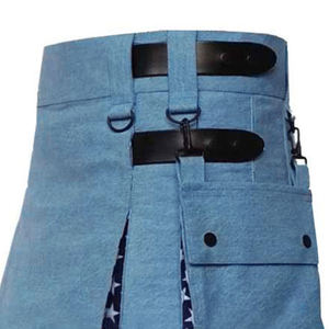 Kilt Híbrido Escocés con Estampado de la Bandera de Estados Unidos en Azul Celeste, Kilt Utilitario para Hombre 2026 - Product Image 4