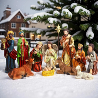 Ensemble de 11 figurines religieuses en résine pour le crèche, la Sainte Famille, Jésus, décorations de table de Noël catholique OEM ODM