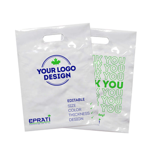 Bolsa de Plástico Ecológica Desechable con Asa Troquelada Reforzada con MDPE para Compras Minoristas - Product Image 1