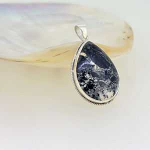 Pendentif de mariage élégant et de haute qualité pour femme, cadeau, argent sterling poli à la main, cabochons en turquoise de buffle - Product Image 1