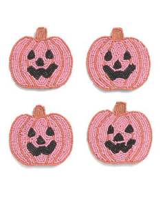 Hiba Enterprises' Premium 4 pièces Halloween Design sous-verre ensemble haut fabriqué à la main perlé broderie moderne élégant déclaration - Product Image 1