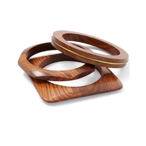 Ethnic Handmade Wooden Fashion <b>Bangle</b> For Women Tradebyds Handmade Ethnic Gift Round & Rectangle Shape Wooden <b>Bangles</b> Customised - Product Image 1