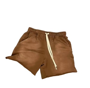 Pantalones cortos gráficos lavados con ácido personalizados para hombre, pantalones cortos de malla con cordón de algodón 100%, estilo callejero clásico, patrón sólido - Product Image 3