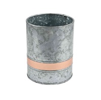 Support de rangement pour ustensiles de cuisine Caddy de rangement en métal fini galvanisé avec 2 compartiments Caddy en métal avec manche en bois