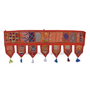 Vente en gros Porte murale faite à la main Porte fenêtre suspendue Banjara Vintage Broderie Ethnique Patchwork Porte Toran Bandhanwar Valance - Product Image 2