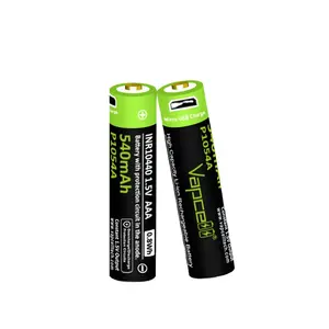 Neuausführung Vapcell P1054A 10440 1,5 v 3 A 540 mah geschützte in-anode-batterie mit micro-USB-Aufladung für Taschenlampe