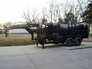 7x14 <strong>Gooseneck</strong> Hydraulic Dump Trailer with 4ft Side (2) 7K Axles for Sale