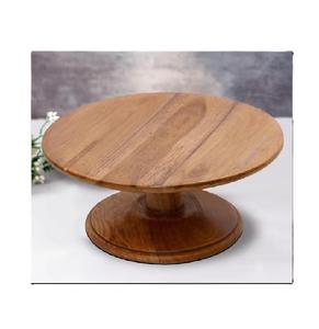 Plateau à gâteau de luxe Table à dessert personnalisé rond Noël flottant bois or support pour gâteau de mariage - Product Image 4