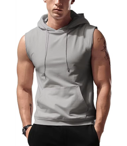 Nouveauté : Débardeurs à capuche pour hommes, sans manches, pour la salle de sport, entraînement musculaire, sweat-shirts, 100% coton, séchage rapide - Product Image 1