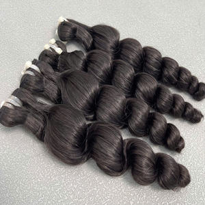 Prix usine lâche profonde ondulée trame Extensions de cheveux couleurs noires 100% femmes vietnamiennes cheveux pas de perte pas d'emmêlement - Product Image 3