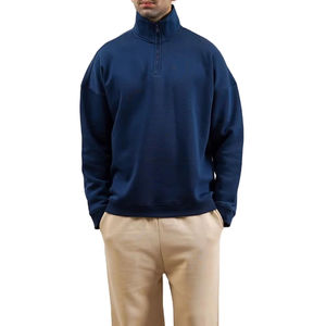 Sudadera de cuello con cremallera mezclada de algodón polar 100%, sudadera holgada Suny System, sudadera, versión básica de 380gsm para hombres - Product Image 6