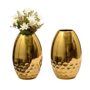 Vase à fleurs rond en métal de qualité supérieure pour la décoration de la maison, article décoratif de table, finition dorée, vase de style luxueux pour la décoration de la maison, cadeau - Product Image 4