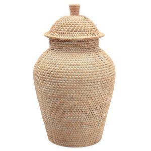 Frasco decorativo de ratán natural tejido a mano con tapa Solución de cestas de almacenamiento para decoración del hogar - Product Image 6