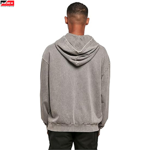 Sudadera con capucha de invierno lavada con ácido personalizada en blanco OEM fabricante 100% sudaderas con capucha de hombre lavadas vintage transpirables de alta calidad de lana de algodón - Product Image 2