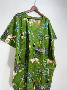 ชุดแมกซี่คาฟตันคอตตอนแท้100% สวยชุดเดรสพิมพ์ลายป่าชุดใส่นอนสไตล์โบฮีเมียนฤดูร้อนงานทำมือเสื้อคลุมยาวถึงพื้นพิมพ์ลายดิจิตอล - Product Image 6