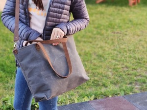 Sac fourre-tout en toile en cuir de qualité supérieure toile cirée à la main élégant Durable grand Shopper LCT-0024 de travail scolaire - Product Image 4