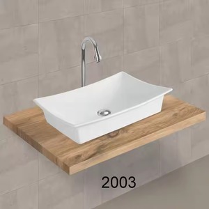 Lavabo de mesa de cerámica de alta calidad, Rectangular forma ovalada, artículos sanitarios de un solo orificio de la India - Product Image 3