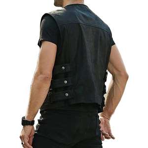 Gilet en cuir d'hiver entièrement personnalisé pour hommes avec fermeture à boutons en corne, qualité professionnelle, vêtements de moto en gros - Product Image 4