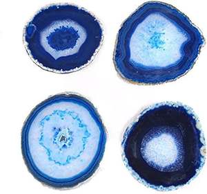 Custom Logo Agate Coasters Set of 4 Sliced <b>Thick</b> with <b>Felt</b> Bumper Authentic Handmade Brazilian coasters For home Decoration Matt - Product Image 5