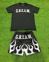 Surdimensionné sérigraphie t-shirts Streetwear t-shirt haute qualité sport Gym Fitness cordon Shorts ensembles hommes