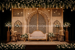 Walima ตกแต่งเวทีกลางคืนกรอบไม้ UK ราคาโรงงานโดยตรงแผงฉากหลังของนักออกแบบ nikkah อุปกรณ์ตกแต่งสำหรับติดตั้ง - Product Image 6
