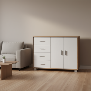 Starry Walnut and White QUADRANTE 799 Sideboard 115cm <b>Storage</b> <b>Drawers</b> for Sarmog QUADRANTE 799 - Product Image 3