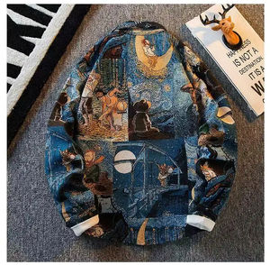 2025 printemps hommes doodle Camouflage hommes veste ample col rabattu Cargo revers manteau impression mode vestes vêtements d'extérieur mâle - Product Image 6