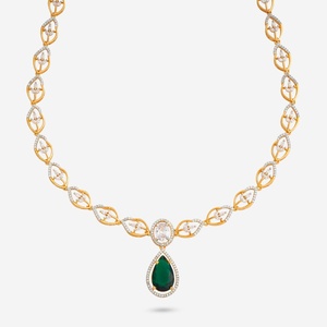 Collier en Zircon 185792 Tendance, Bijoux en Laiton Effet Diamant, Motifs Géométriques Cœur, Chiffre et Goutte d'Eau, Alliage de Zinc Doré, Idéal pour les Fêtes - Product Image 1