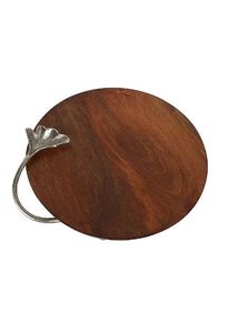 Plato redondo de madera más vendido con mango de hoja de metal para restaurante Hotel hogar boda a bajo precio - Product Image 2