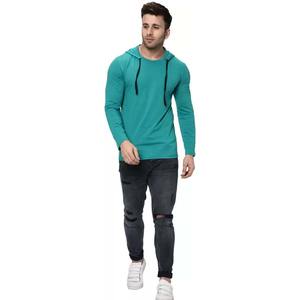 Camiseta con capucha de manga larga de verano para hombre de algodón con mangas completas al por mayor - Product Image 6