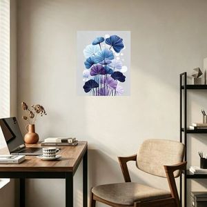 Modern Blue Purple Gradient Foliage <b>Canvas</b> Print Wall Art No <b>Frame</b> Rectangle Medium Size Home Decoration Plant Design - Product Image 3