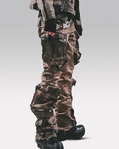 Pantalon de travail cargo tactique à 6 poches, poches multi-outils, pantalon en toile léger à taille basse élastique pour homme, imperméable - Product Image 4