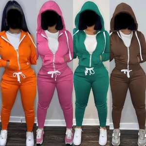 Conjunto Deportivo de 2 Piezas para Mujer, Estilo Y2K, Invierno, Algodón, Sudadera con Capucha y Pantalones Deportivos, Logotipo Personalizado, Venta al Por Mayor - Product Image 4