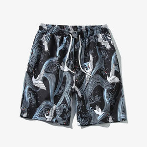 Short vintage pour homme avec applique de logo personnalisé, respirant 100% coton, polyester, surpiqûres à la taille - Product Image 1