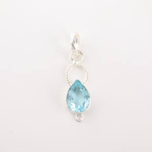 Colgante de Topacio Azul Cielo, Hecho a Mano, Chapado en Oro de 24K, Plata de Ley, Corte Pera, Certificado IGI, Diseño Único, Joyería Elegante para Mujer - Product Image 2