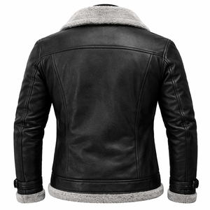 Nouvelle arrivée, veste en cuir doublée de fourrure de mouton noire écologique pour l'hiver, veste en cuir chaude à fermeture éclair pour l'hiver, sur mesure OEM - Product Image 2