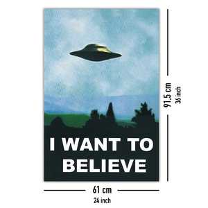 Póster 'I Want to Believe' de OVNI sobre lienzo con marco negro, decoración de pared - Product Image 5