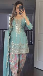 Traje Pakistaní Listo para Usar, Personalizable, con Pantalón Estilo Dhoti, Atuendo Tradicional Indio para Mujer, Especial para Eid Ramzan - Product Image 2