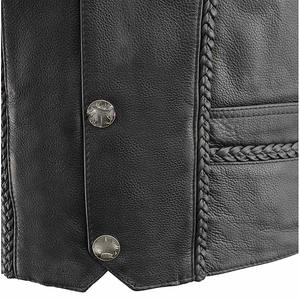 Chaleco de cuero transpirable de tendencia superior Ropa informal para exteriores Chaleco de cuero de estilo personalizado de alta calidad para hombres - Product Image 4