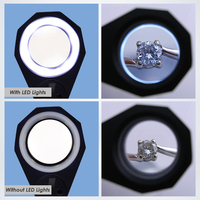 High Quality 10x to 30x Jewelers Magnifier 6 LED Lights 21mm Triplet Lens Black Frame Jewelry Loupe Hobbyist Watchmakers
