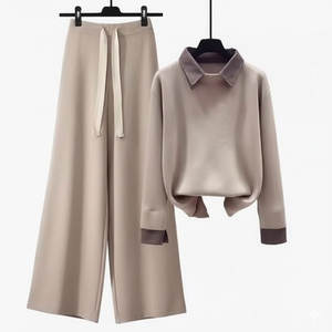 Ensemble deux pièces surdimensionné pour femmes, tenue confortable et ample, ensemble deux pièces surdimensionné tendance pour un usage décontracté et à la maison - Product Image 1