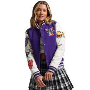 2024 nuevas chaquetas universitarias personalizadas de alta calidad para mujer con mangas largas, las mejores chaquetas de béisbol para damas - Product Image 1