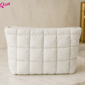 Sac de toilette de voyage matelassé à grande capacité, écologique, avec fermeture éclair, poignée souple, pliable, pour le maquillage et les soins de la peau - Product Image 1