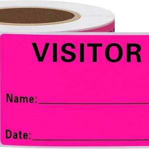Autocollants de permis de visite rose, étiquettes d'identification nominative pour <span class=keywords><strong>visiteurs</strong></span>, autocollants de 2 x 3 pouces, 300 étiquettes par rouleau - Product Image 5