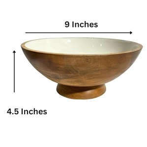 Cuenco grande de madera de mango natural, soporte de pedestal decorativo, cuenco de encimera de cocina, mesa de comedor, soporte de decoración de frutas - Product Image 2